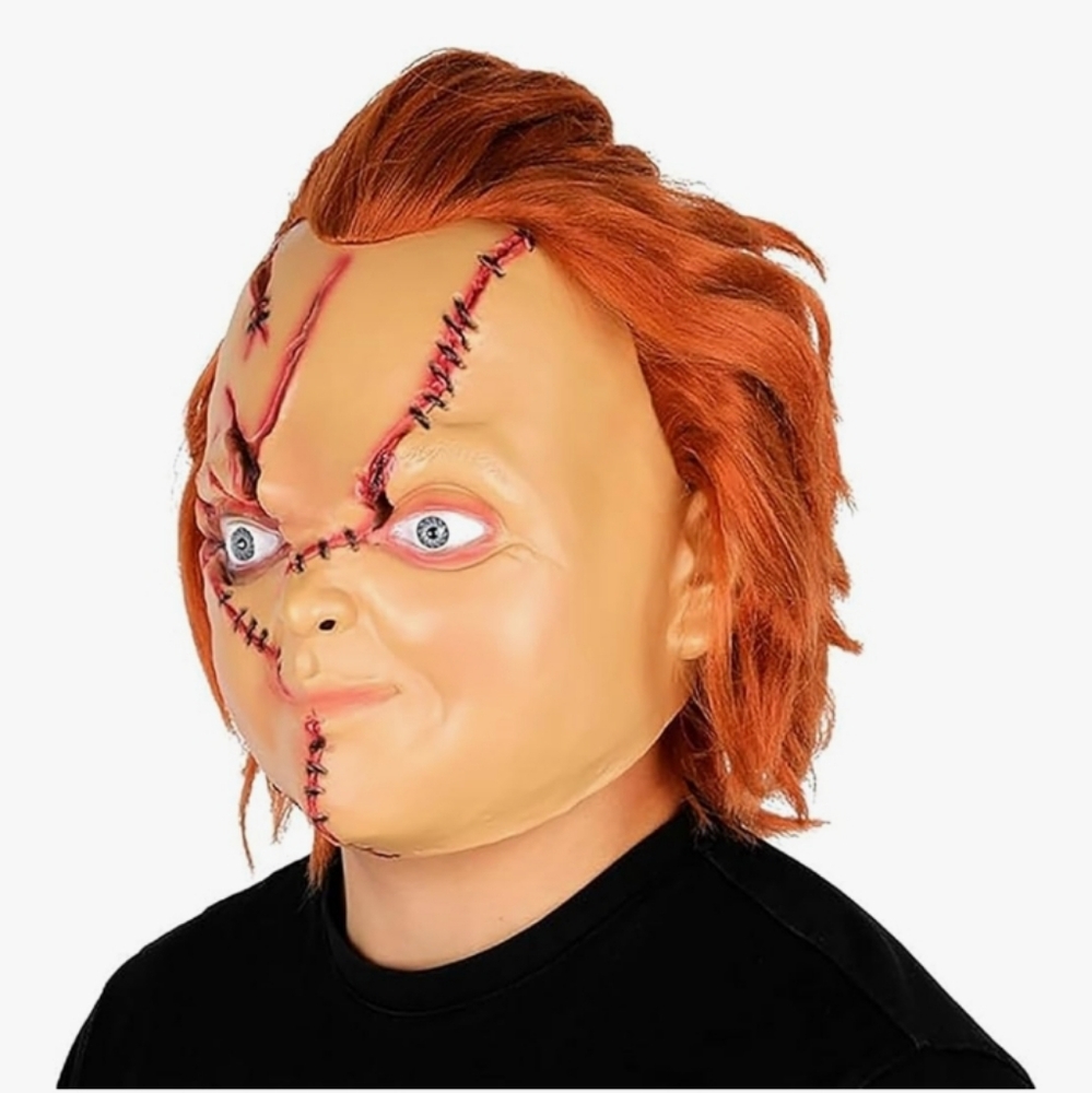 Scary Chucky Doll Latex Mask with Orange Hair Nwot